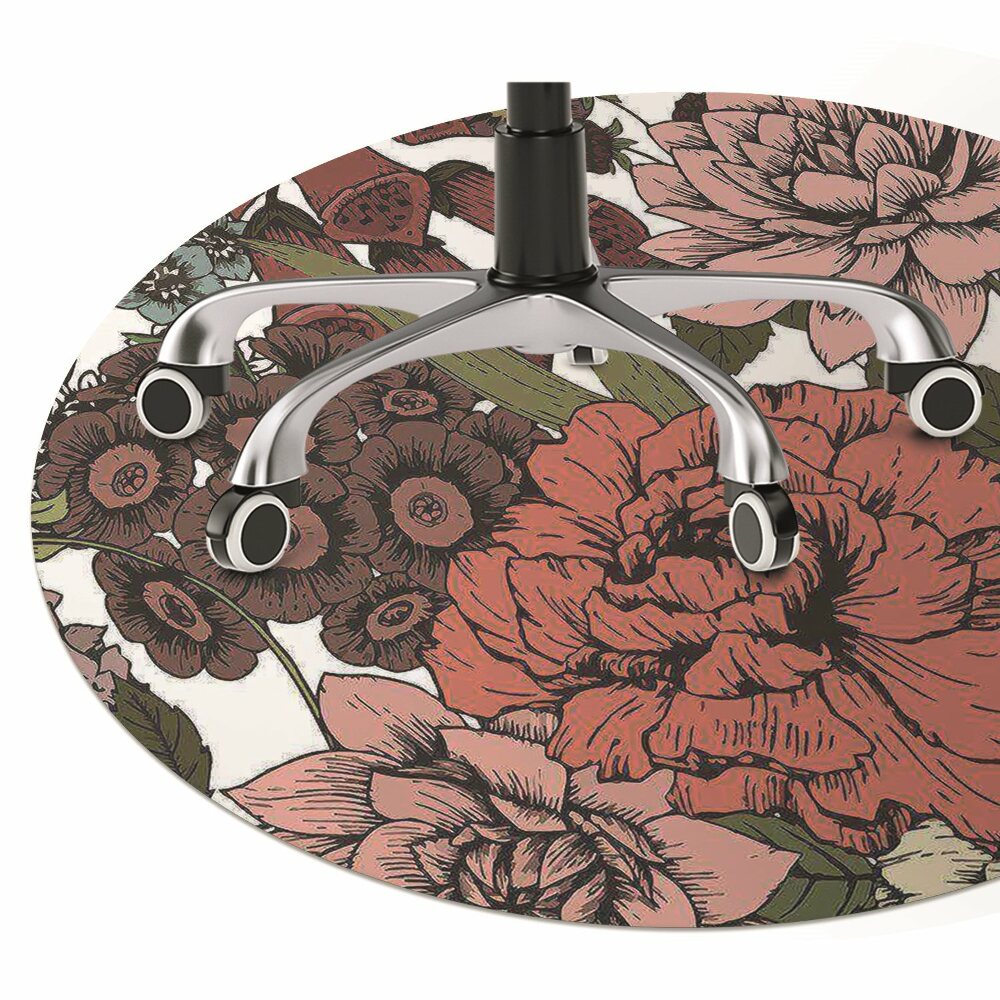 Podkładka pod krzesło obrotowe Jesienne kwiaty fi100 cm