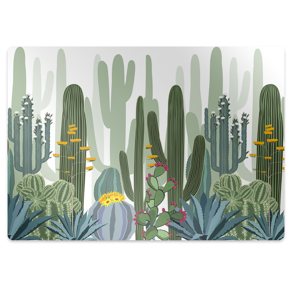 Mata pod fotel ochrona paneli Kwitnące kaktusy 120x90 cm
