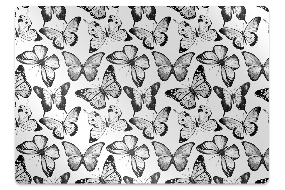 Mata na podłogę pod krzesło Motyl czarno-biały 140x100 cm