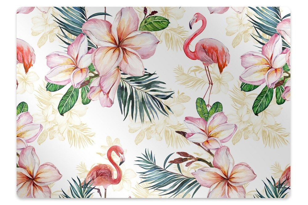 Podkładka pod fotel Flamingi w kwiatach 100x70 cm