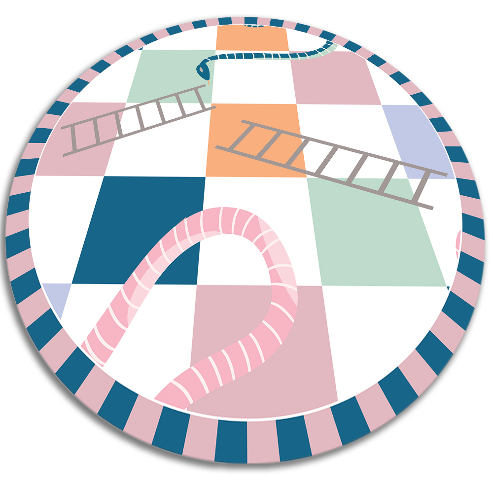 Modny uniwersalny dywan okrągły winylowy drabina i węże fi130 cm