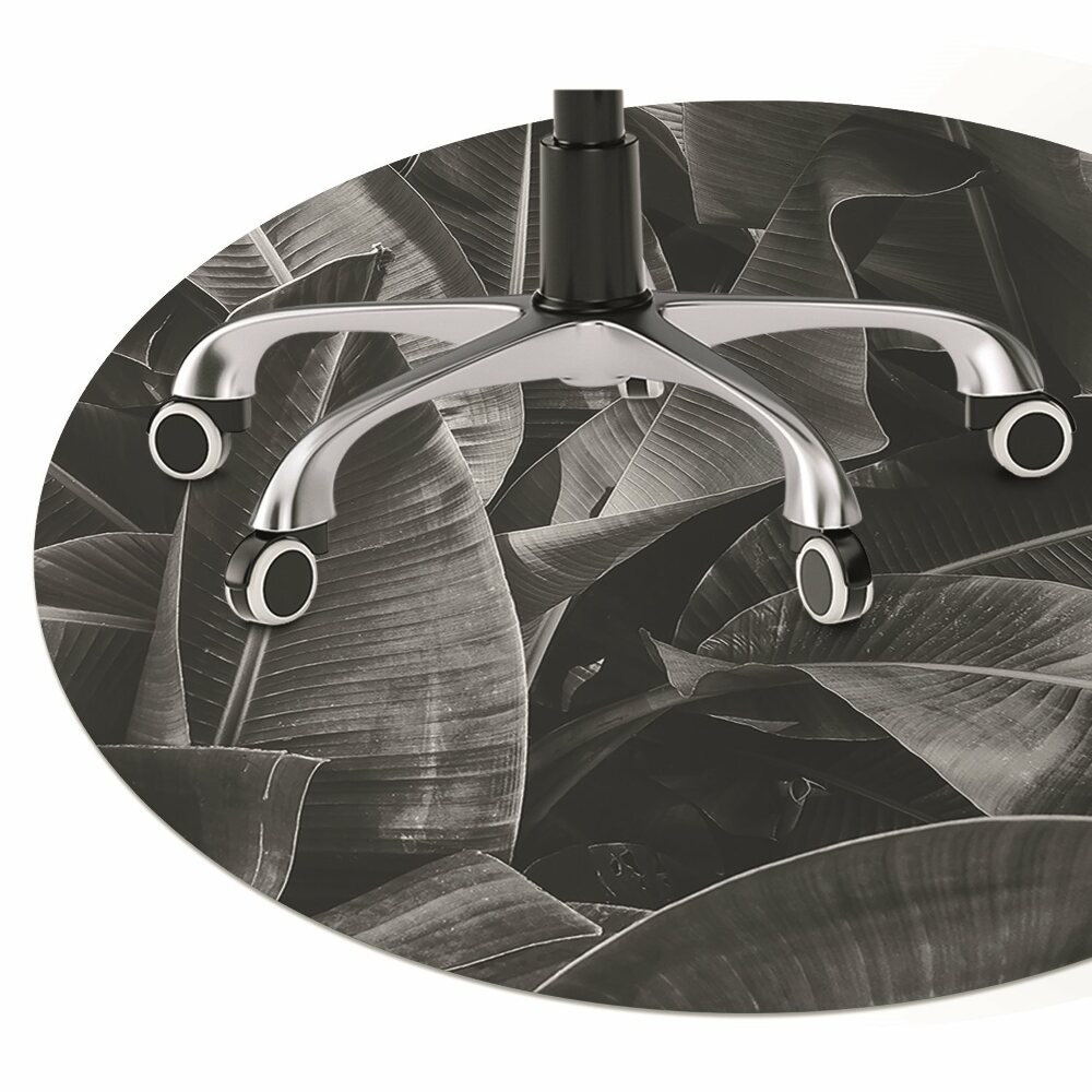 Mata pod fotel biurowy Duże liście fi100 cm