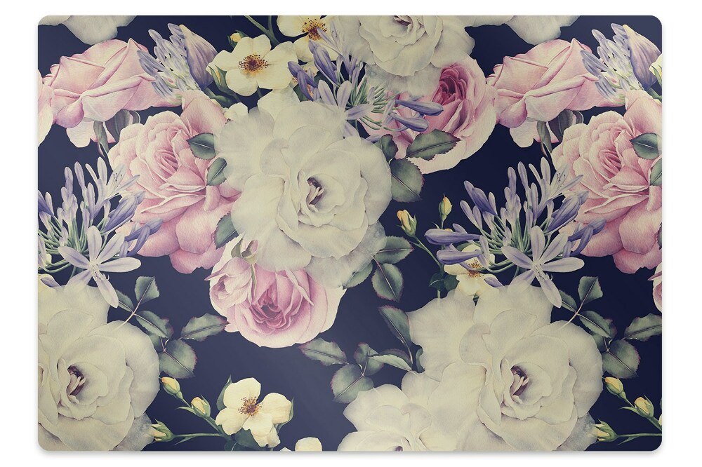 Mata na podłogę pod krzesło Białe róże Vintage 100x70 cm