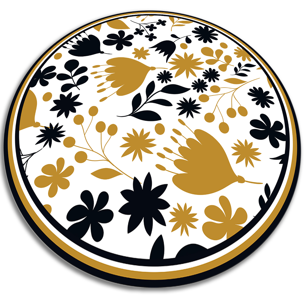 Wewnętrzny dywan okrągły winylowy Kwiecisty wzór fi100 cm