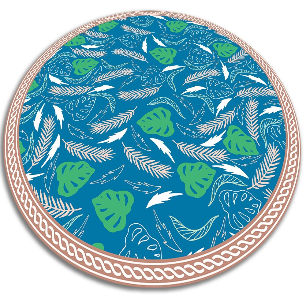 Dywan okrągły winylowy do domu okrągła hawajskie liście fi130 cm