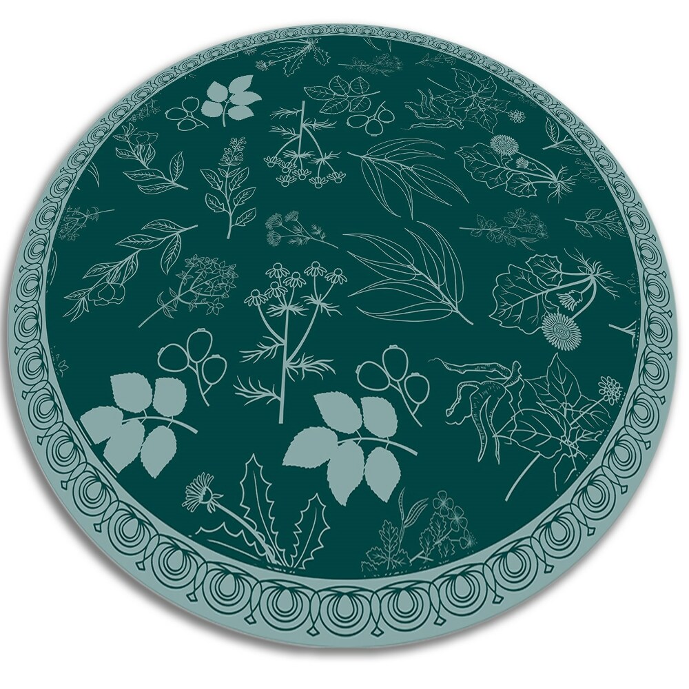 Dywan okrągły winylowy do domu okrągła botaniczne kwiaty fi50 cm