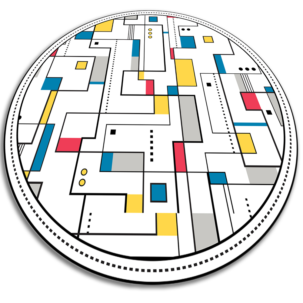 Modny winylowy dywan okrągły abstrakcyjne wzory fi140 cm