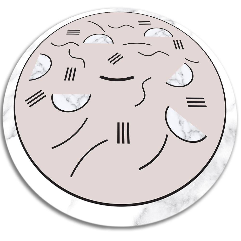 Modny winylowy dywan okrągły abstrakcyjne kształty fi50 cm