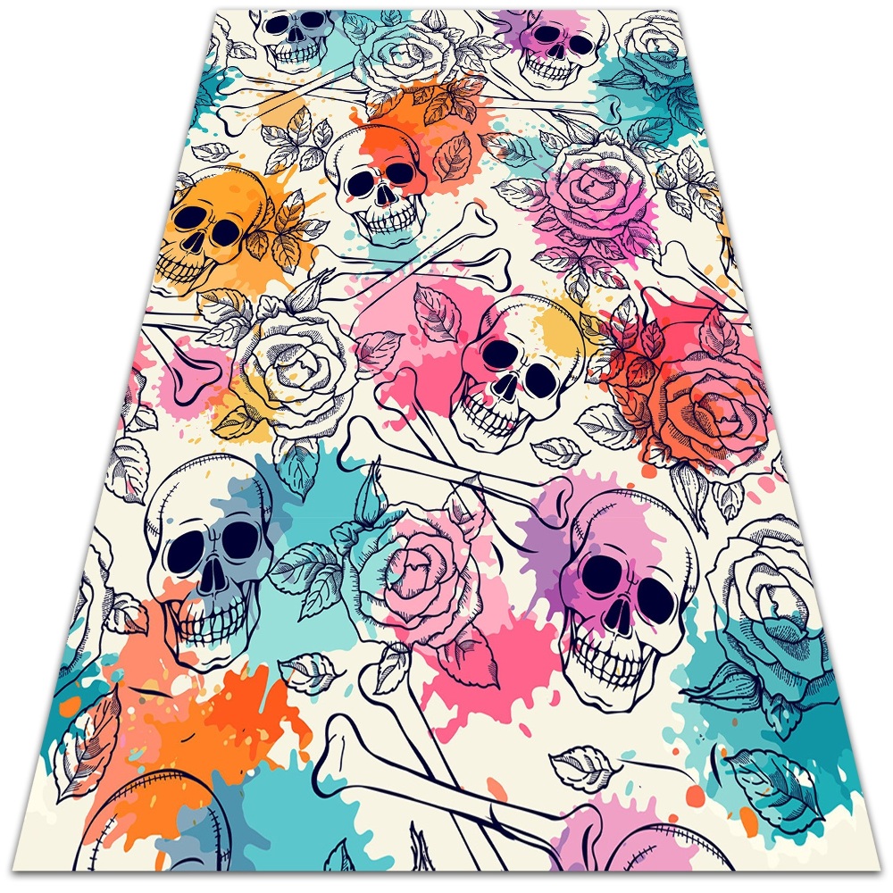 Modny winylowy dywan Czaszki i róże 140x210 cm