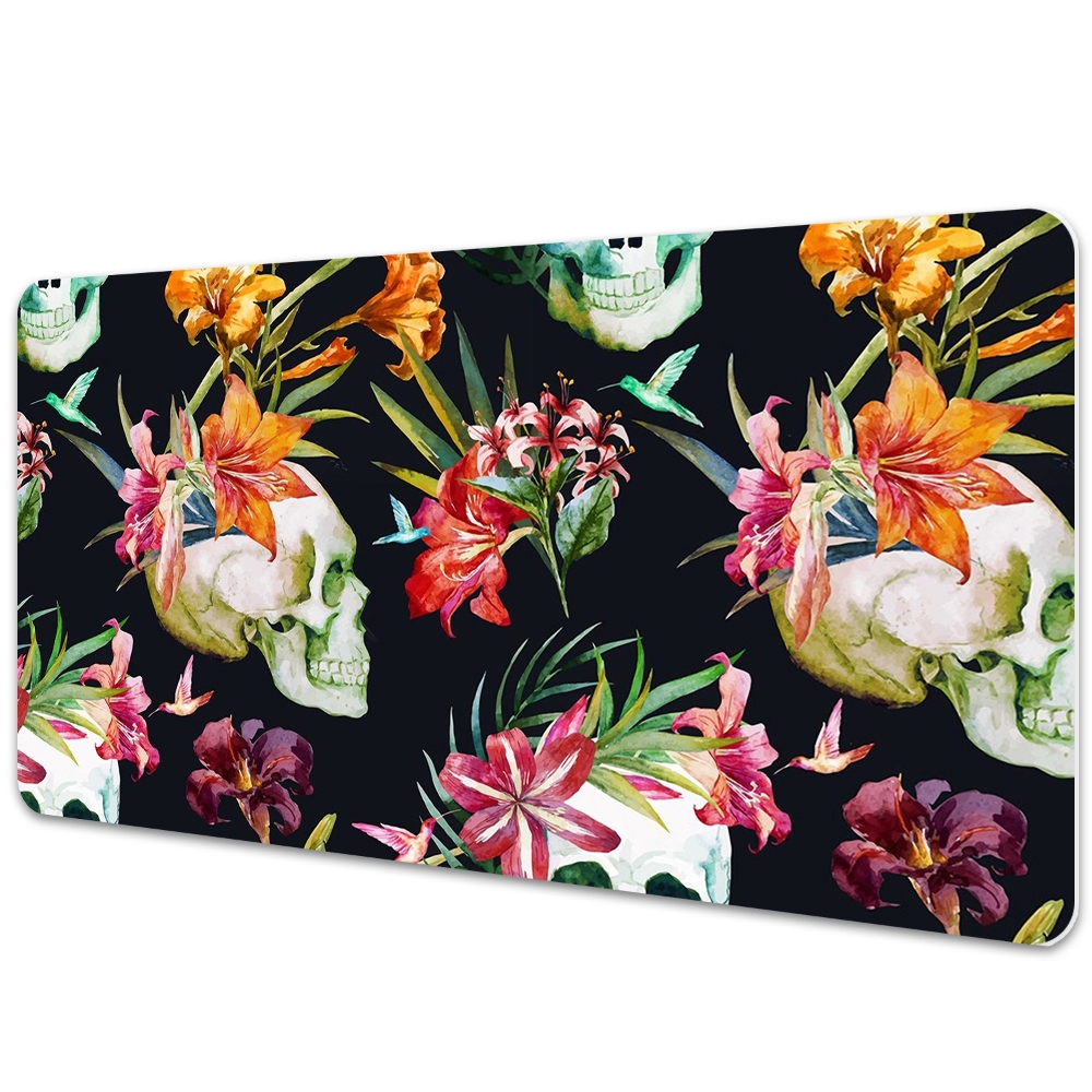 Mata ochronna na biurko Czaszki i kwiaty 90x45 cm