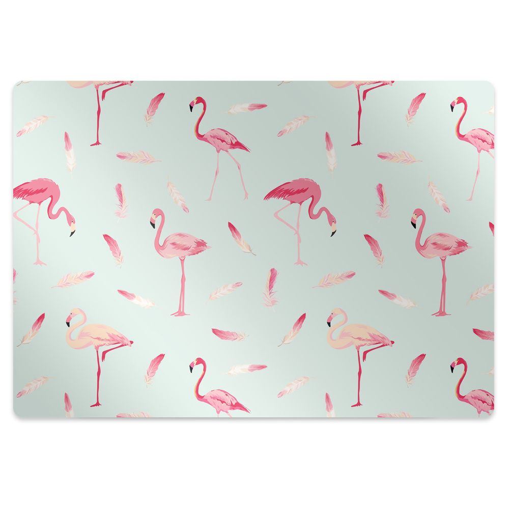 Mata pod fotel ochrona paneli Flamingi i pióra 100x70 cm