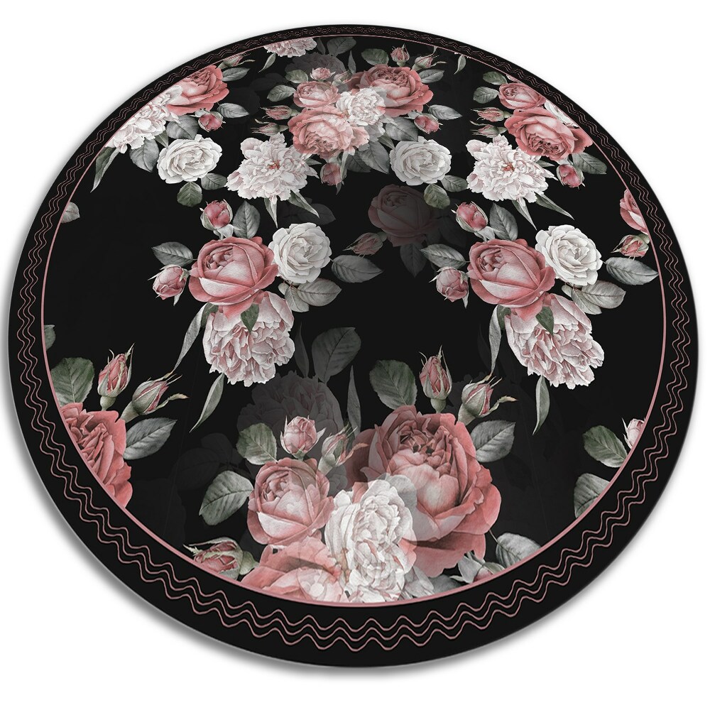 Wewnętrzny dywan okrągły winylowy róże fi90 cm