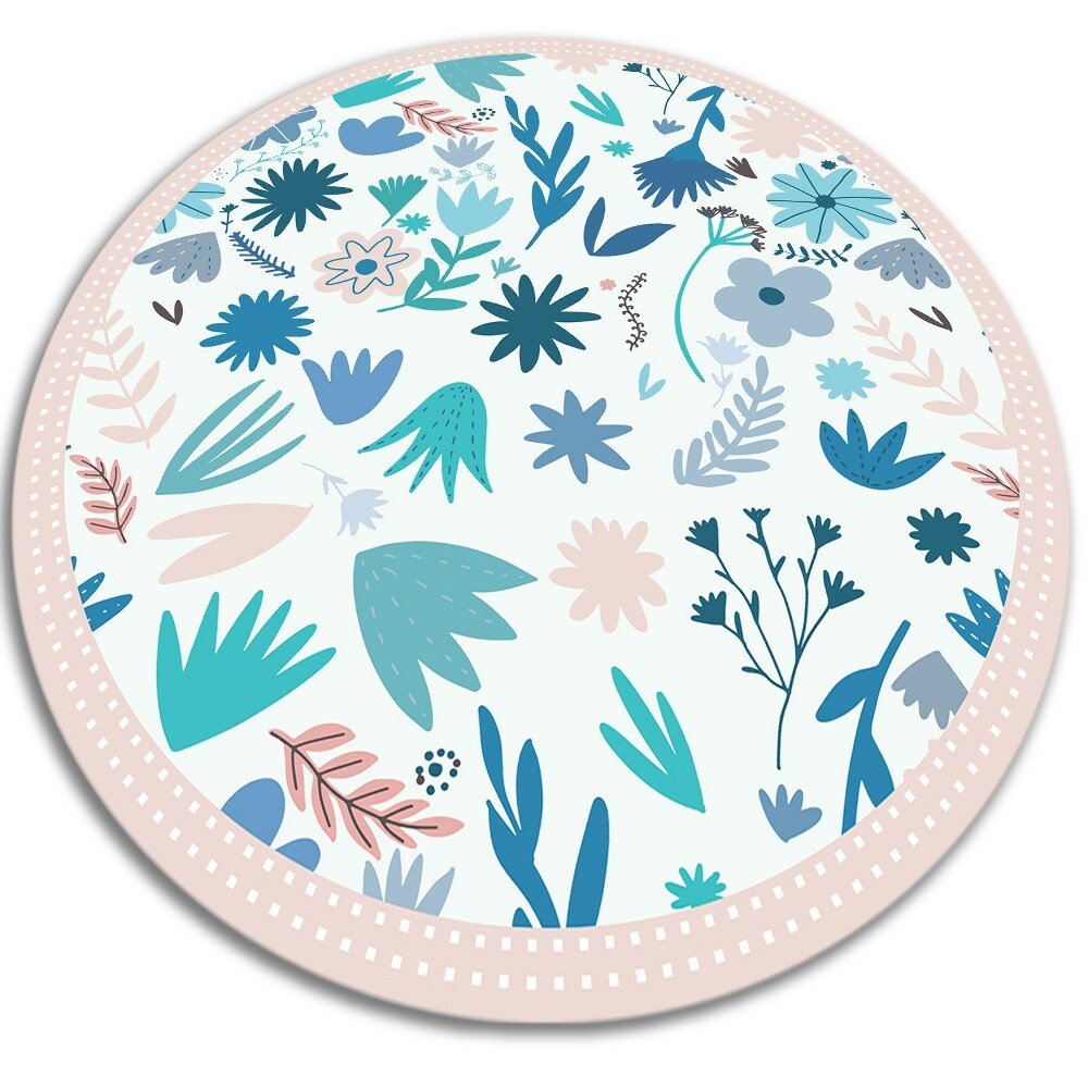 Dywan okrągły winylowy do domu okrągła łąkowe kwiaty fi60 cm