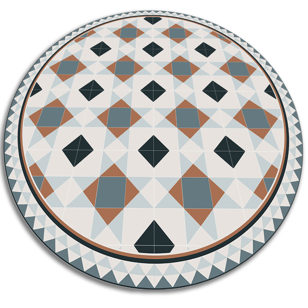 Dywan okrągły winylowy do domu okrągła geometryczne romby fi100 cm