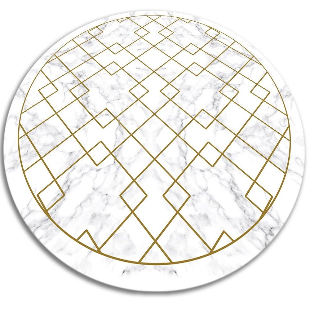 Dywan okrągły winylowy do domu okrągła zdobiony marmur fi140 cm