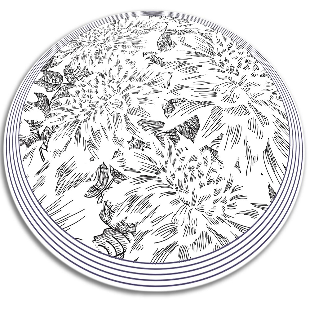 Uniwersalny dywan okrągły winylowy kontury pąków fi130 cm