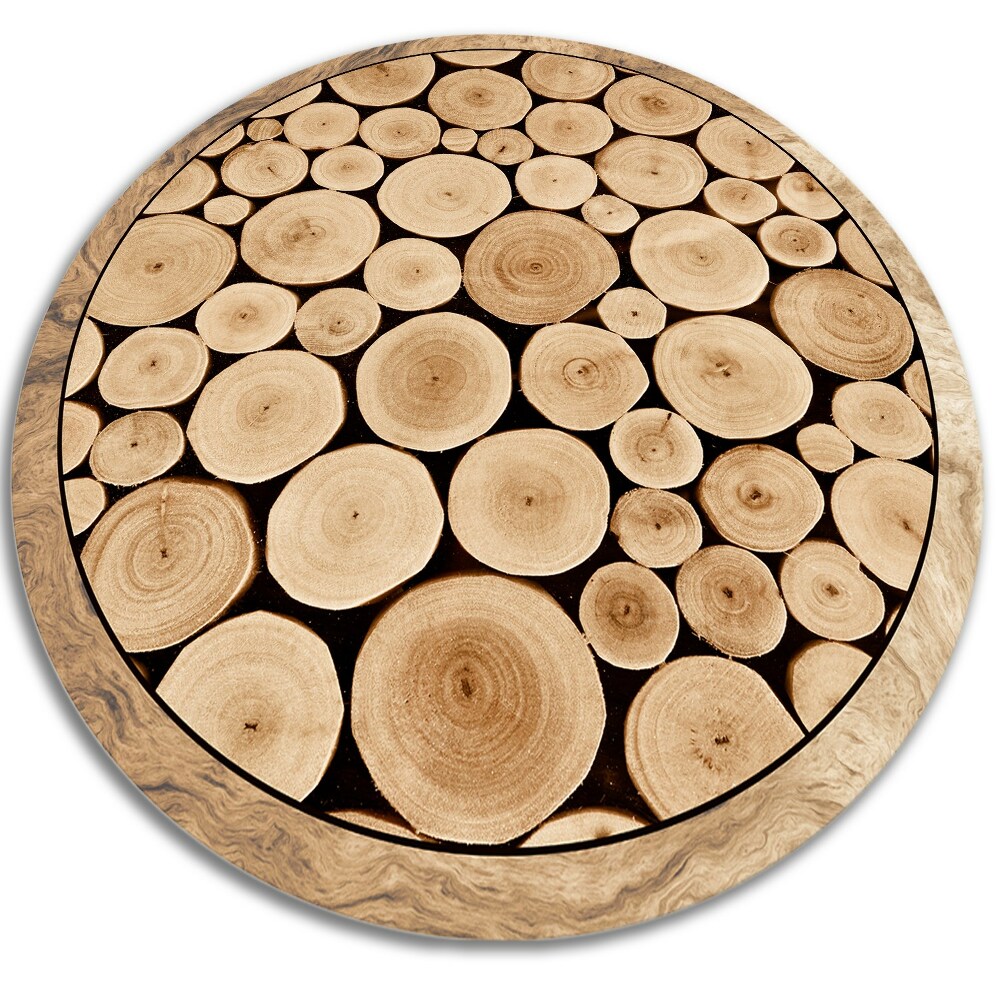 Modny uniwersalny dywan okrągły winylowy przekrój pnia fi80 cm