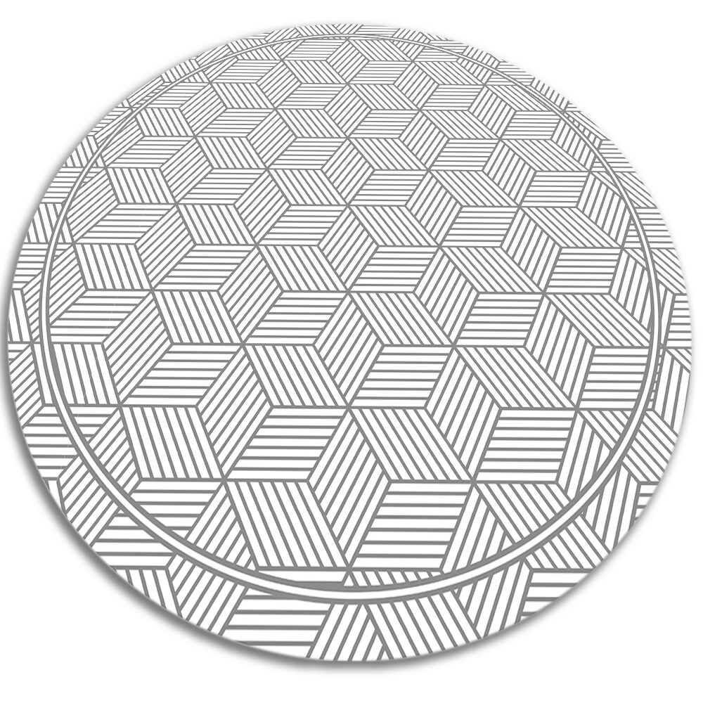 Modny dywan okrągły winylowy geometryczna kostka fi140 cm