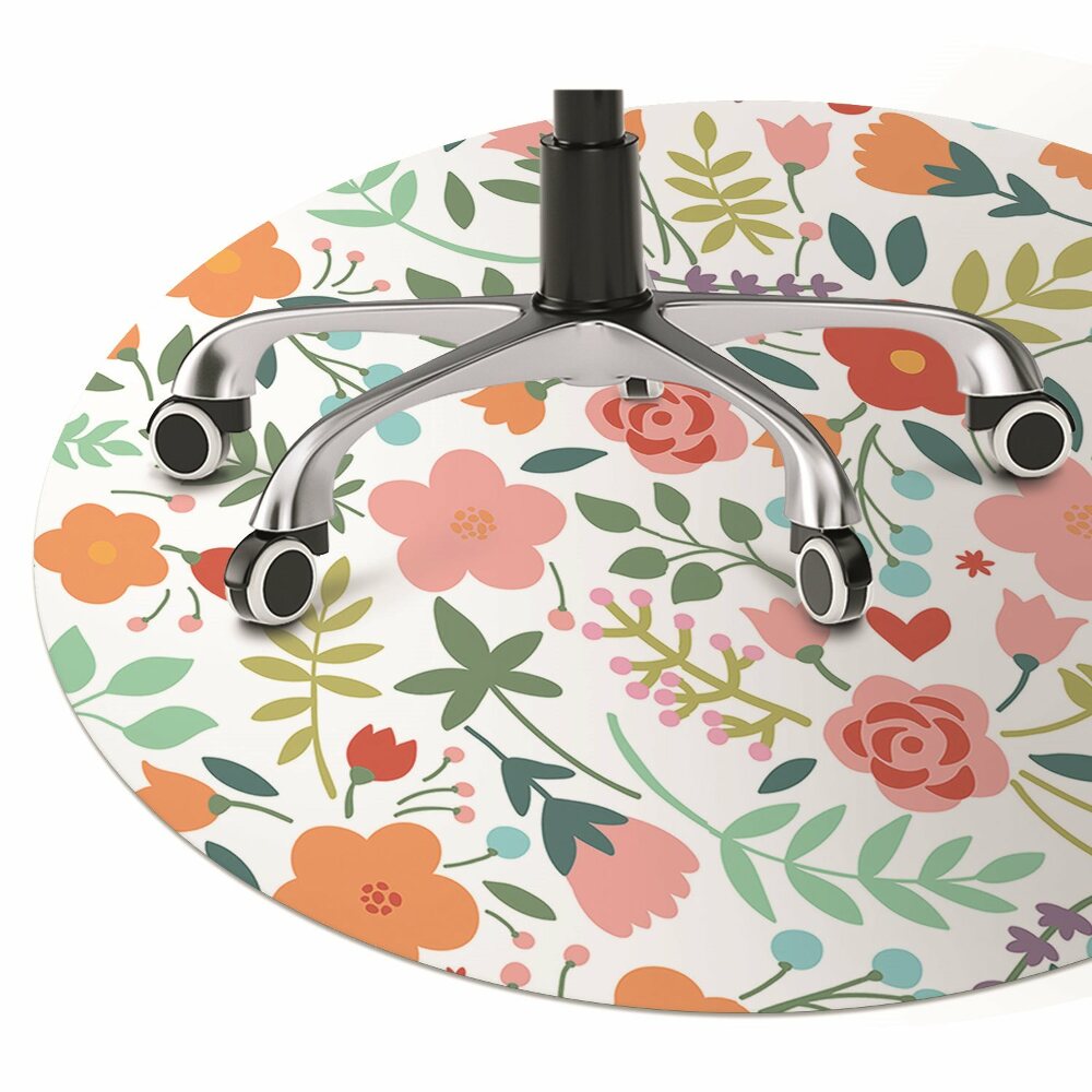 Mata pod fotel ochrona paneli Obrazek w kwiaty fi100 cm