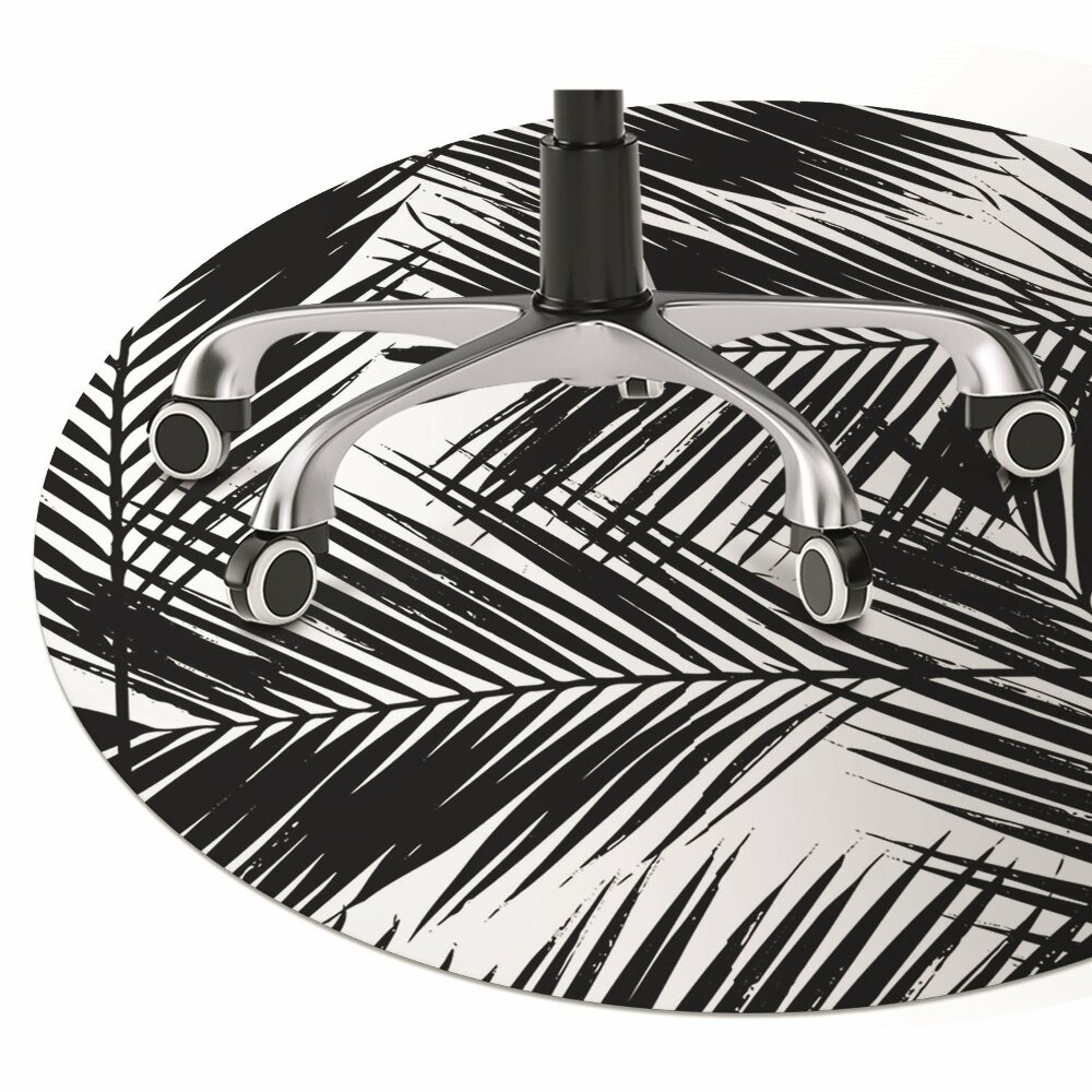 Podkładka pod fotel Czarne liście palmy fi100 cm