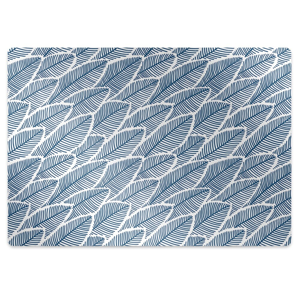 Mata pod krzesło do biura Niebieskie liście 100x70 cm