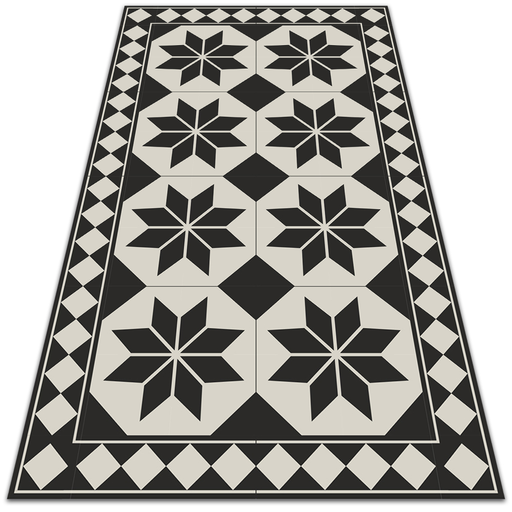 Dywan balkonowy wzór Czarno-białe gwiazdy 120x180 cm