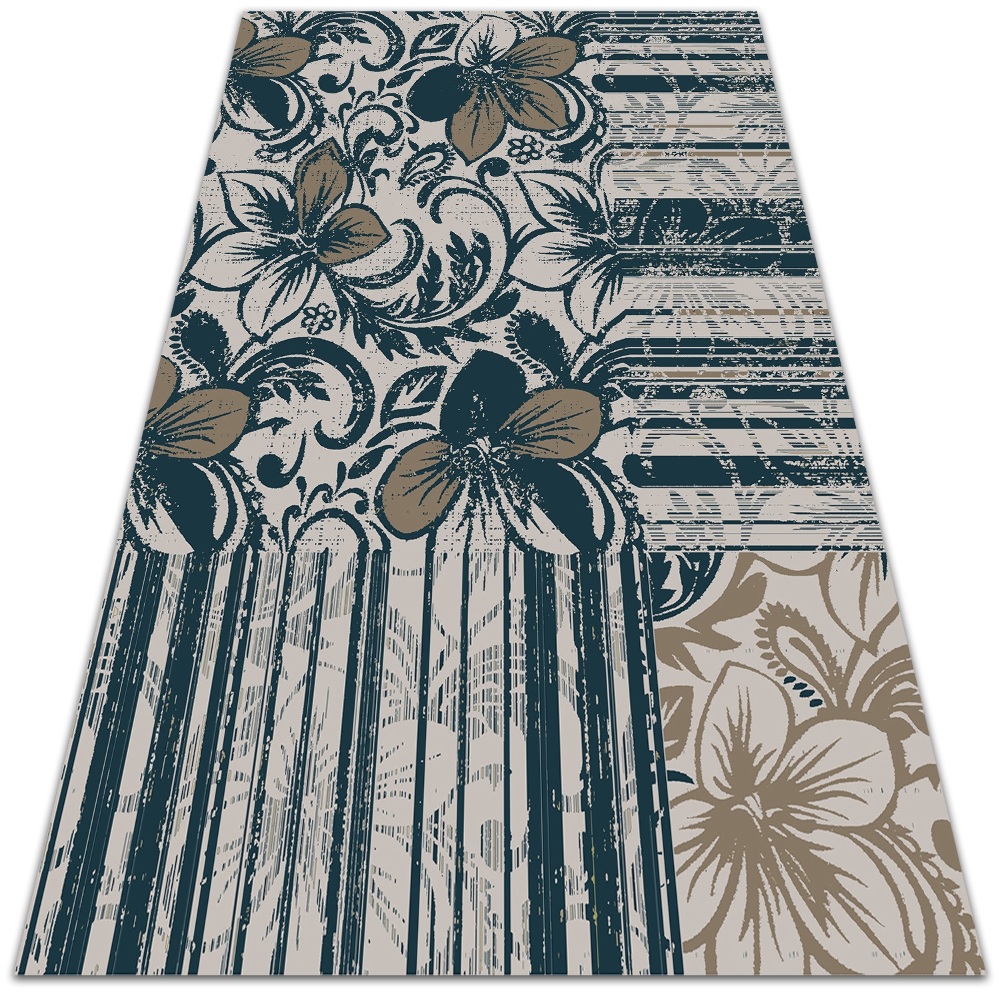 Modny winylowy dywan Kwiaty i linie 80x120 cm