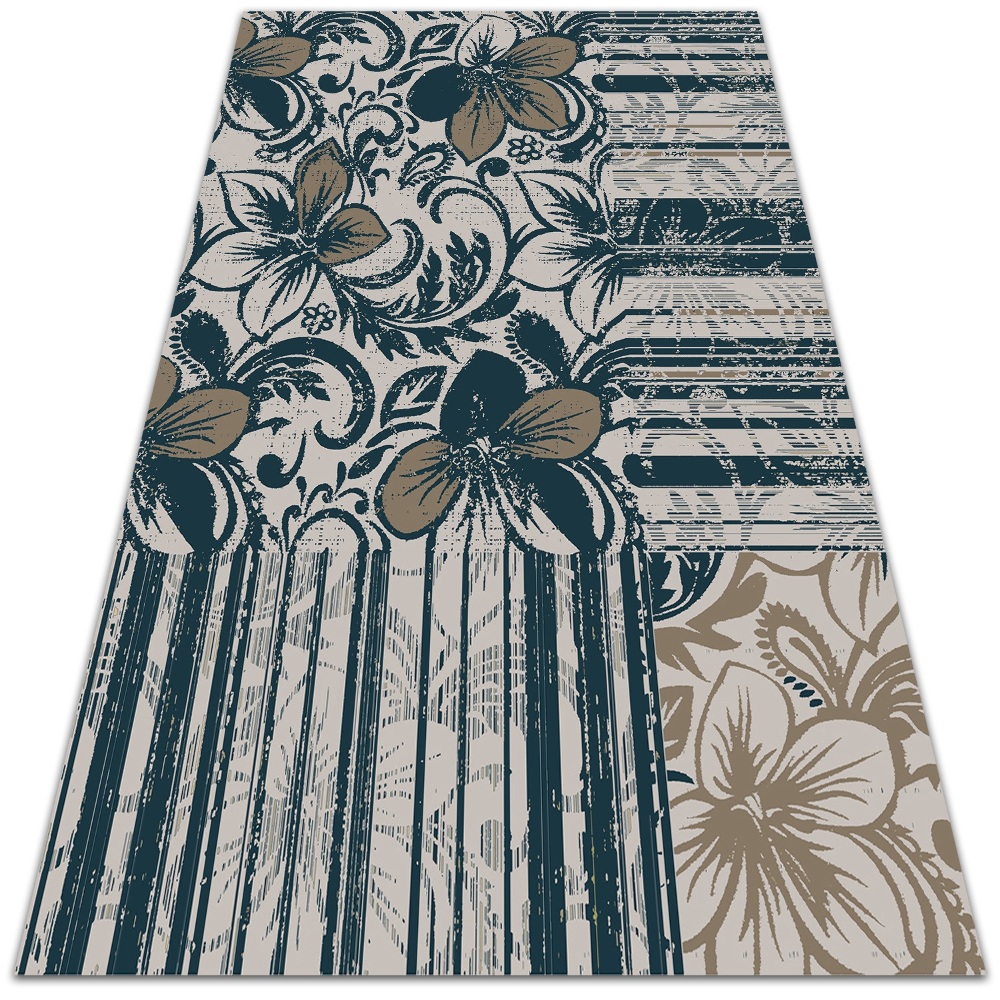 Modny winylowy dywan Kwiaty i linie 120x180 cm