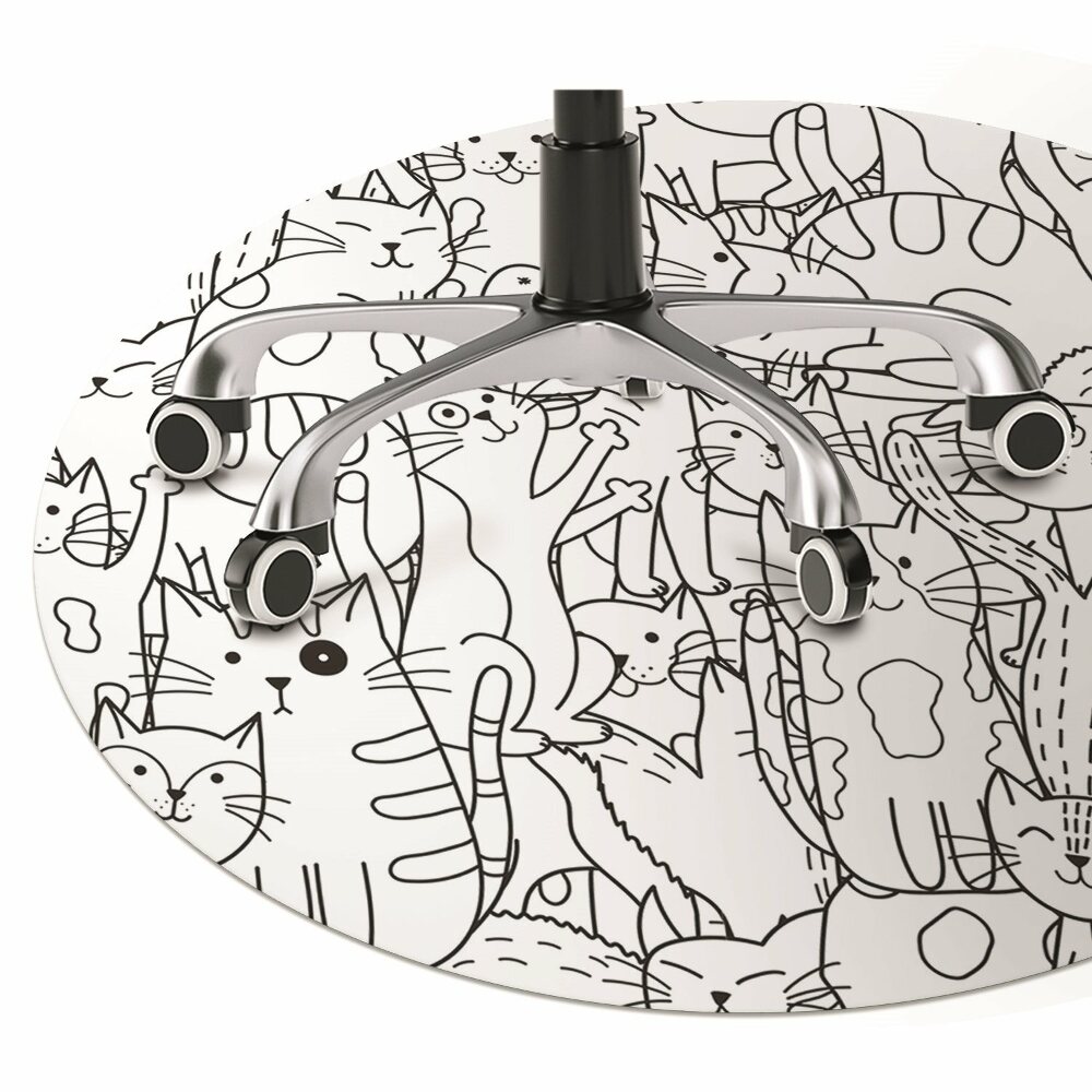 Podkładka pod fotel Koty w stylu Doodle fi100 cm