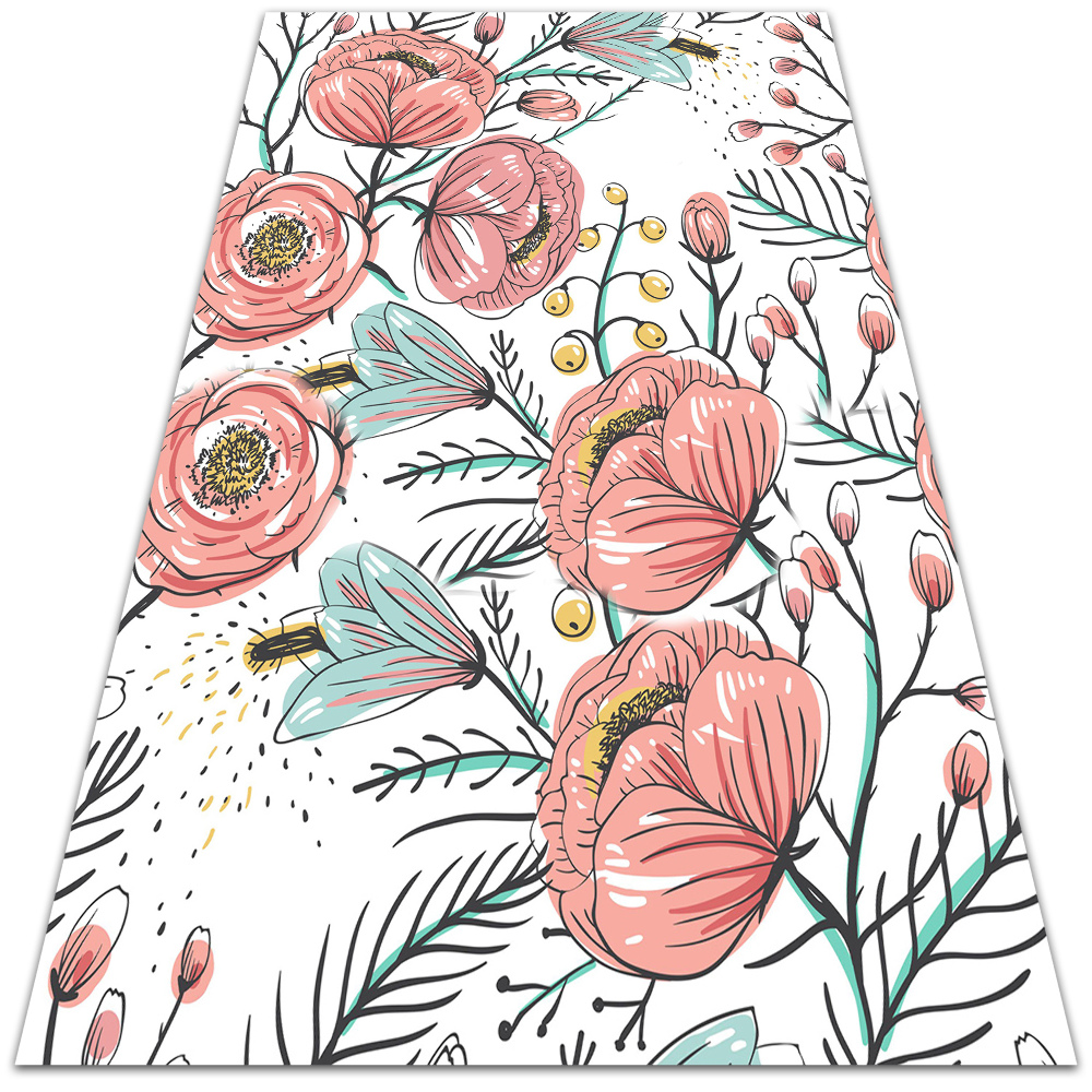 Dywan winylowy do domu Delikatne kwiatki 60x90 cm