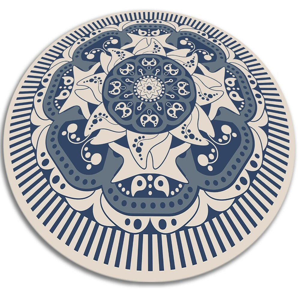 Wewnętrzny dywan okrągły winylowy kwiecista mandalaa fi50 cm