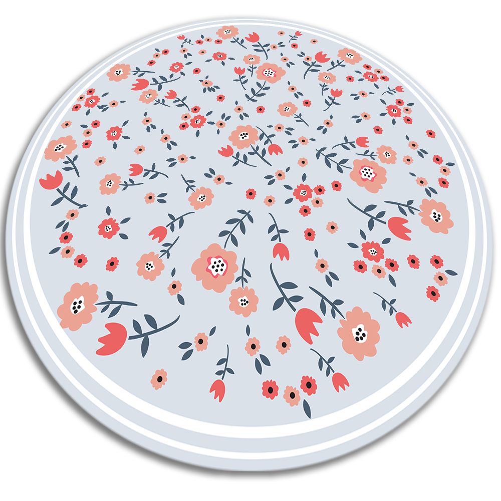 Dywan okrągły winylowy do domu okrągła wiejskie kwiatki fi60 cm