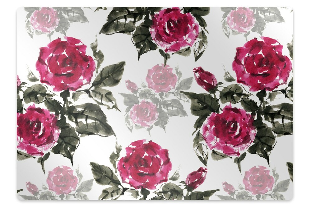 Mata pod fotel biurowy Malowane róże 120x90 cm