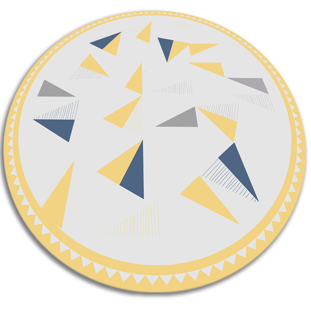 Modny dywan okrągły winylowy geometryczne trójkąty fi140 cm