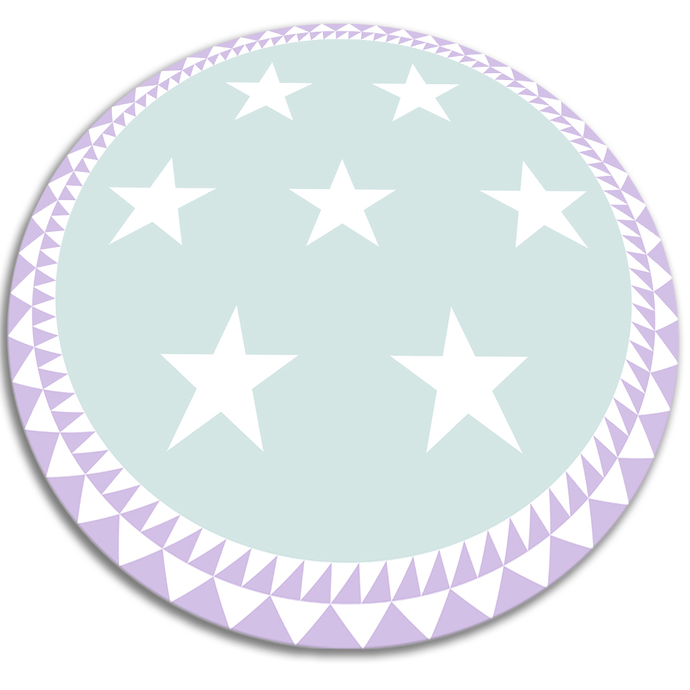 Dywan okrągły winylowy do domu okrągła geometryczne gwiazdki fi60 cm