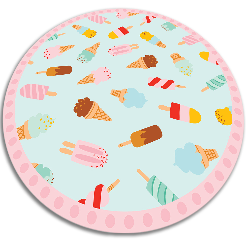 Uniwersalny dywan okrągły winylowy różnorodne lody fi110 cm