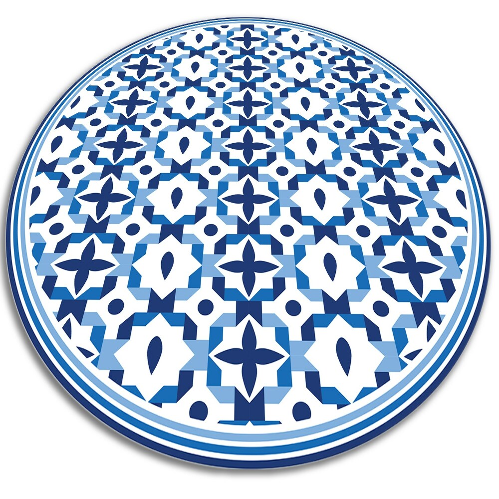 Mata winylowa do domu okrągła kształty geometryczne fi150 cm