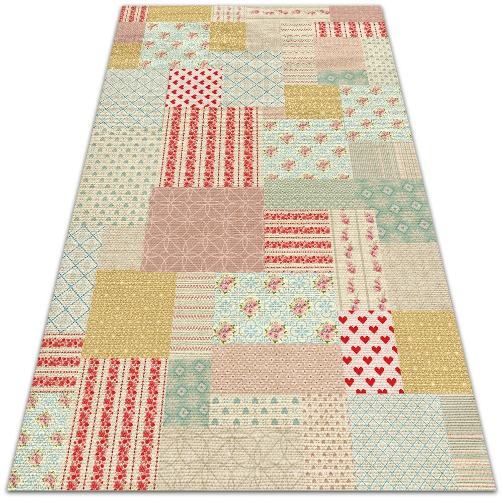 Modny winylowy dywan Kolorowy patchwork 80x120 cm