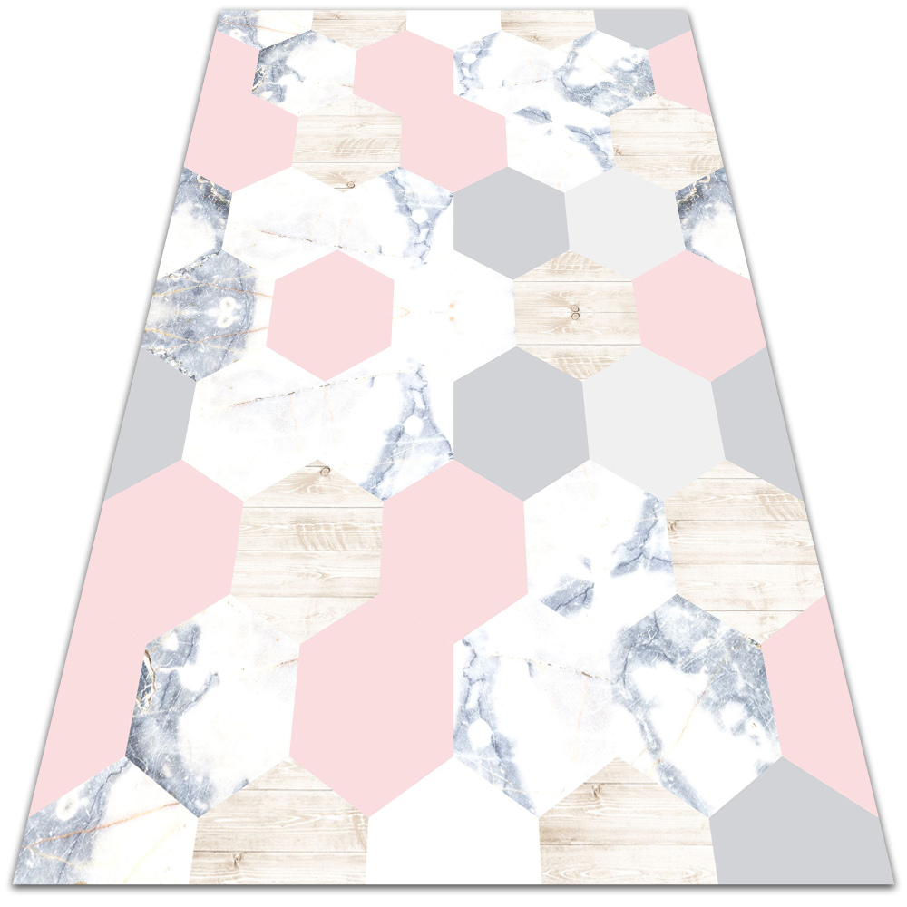 Modny winylowy dywan Marmurowe hexagony 80x120 cm