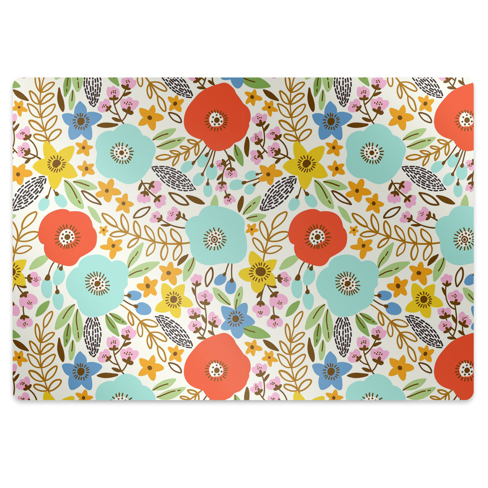 Mata pod fotel biurowy Łąka kwiaty 100x70 cm