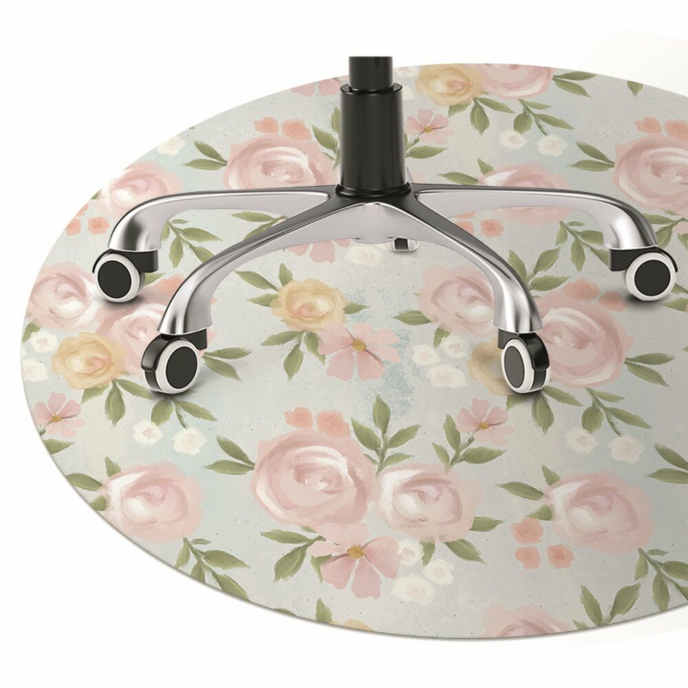 Podkładka pod krzesło obrotowe Kwiaty Akwarele fi100 cm