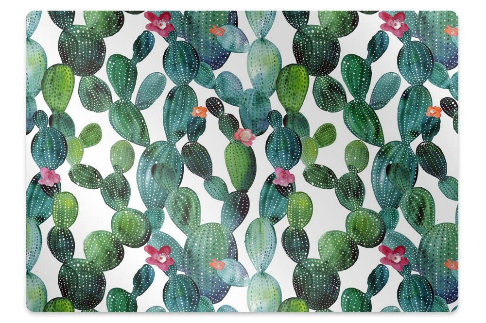 Mata na podłogę pod krzesło Kaktusy z kwiatami 120x90 cm