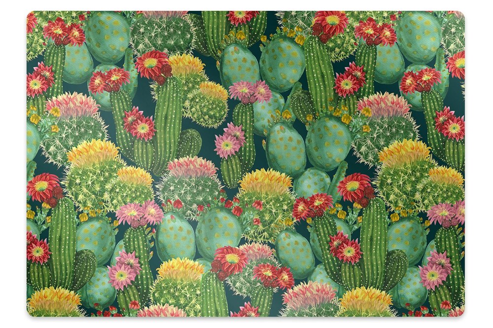 Mata pod fotel ochrona paneli Kwitnące kaktusy 100x70 cm