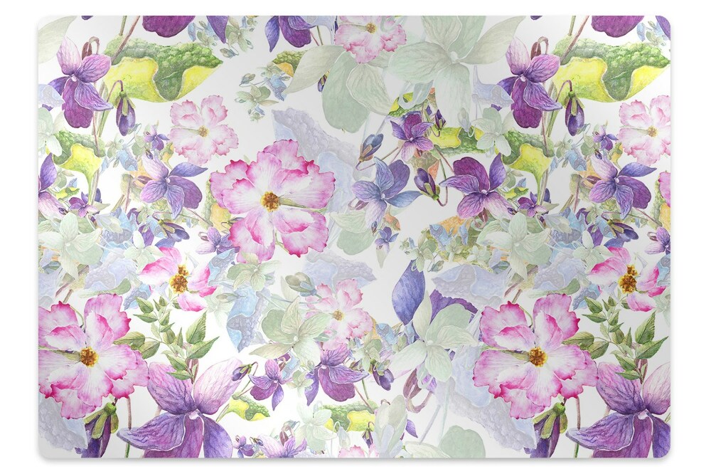 Mata pod fotel ochrona paneli Fioletowe kwiaty 120x90 cm