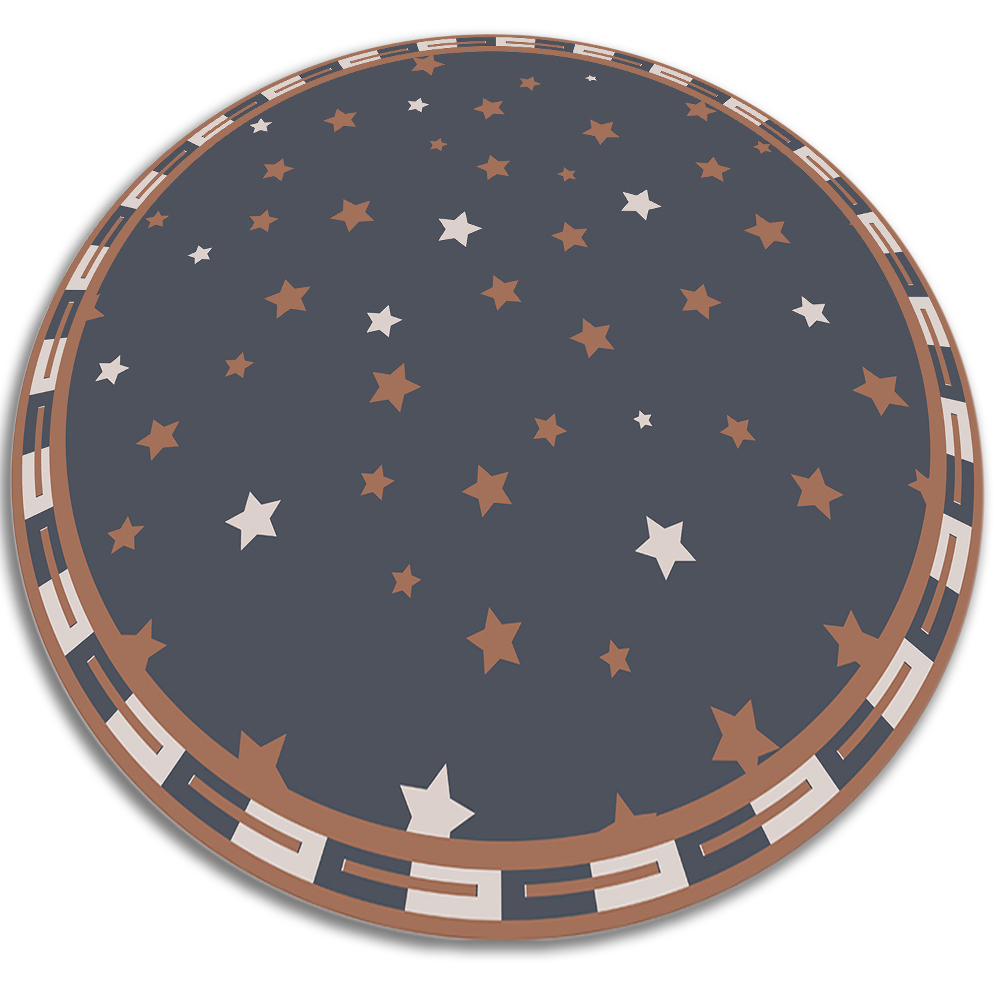 Modny dywan okrągły winylowy geometryczne gwiazdki fi140 cm