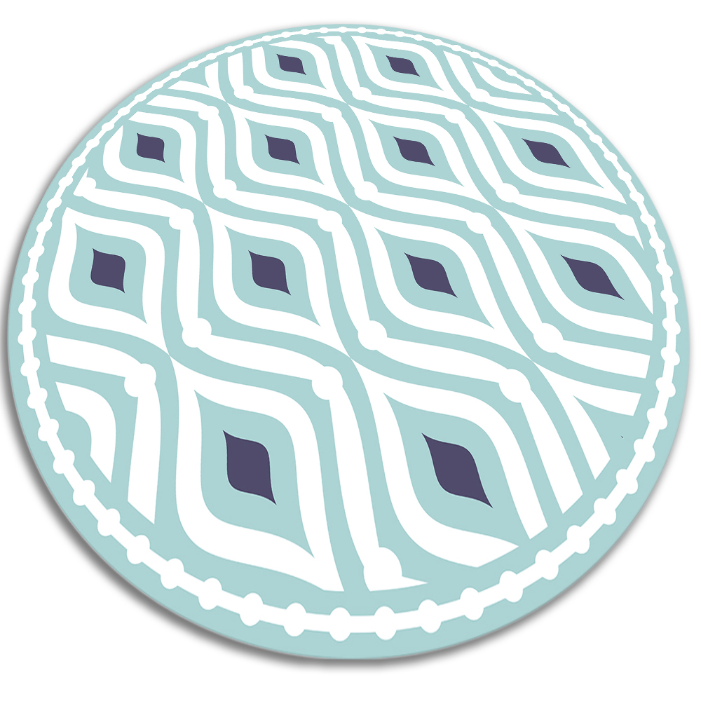 Modny winylowy dywan okrągły geometryczne fale fi80 cm