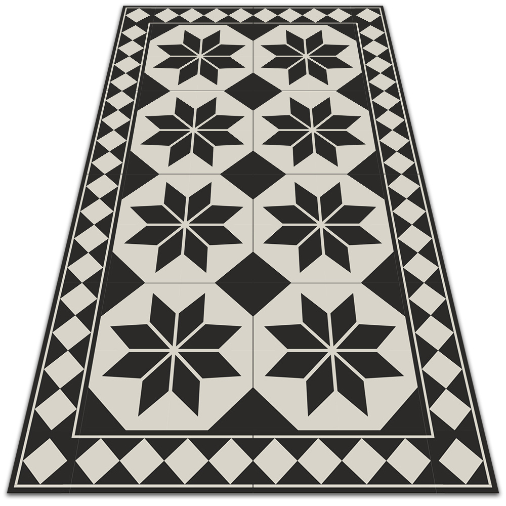 Modny dywan winylowy Czarno-białe gwiazdy 120x180 cm