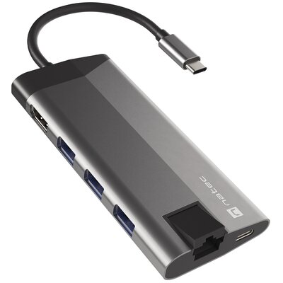Adapter HUB 8w1 Natec Fowler Plus 3xUSB 3.0, USB-C, HDMI 4K, RJ45, SD, micro SD (NMP-1690) -  Raty