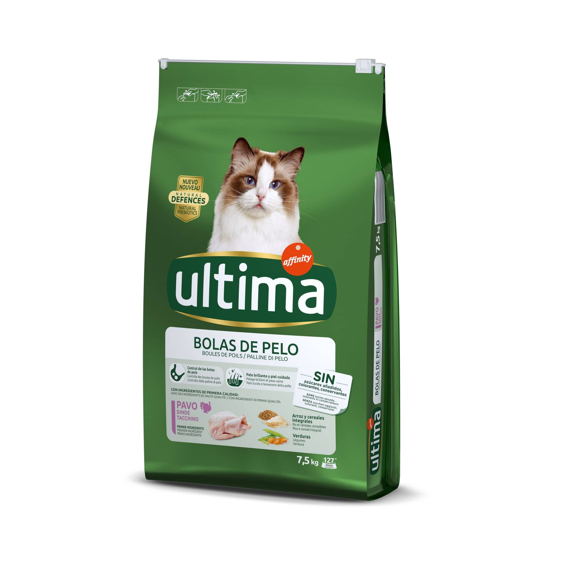 Ultima Cat Hairball, indyk i ryż - 7,5 kg