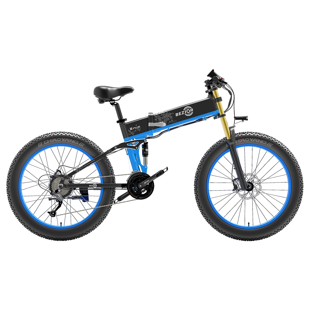 BEZIOR X-PLUS Electric Bike 1500W Motor 48V 17.5Ah Battery 26*4.0 Tire Mountain Bike 40 km/h Max Speed 200kg Load - Blue